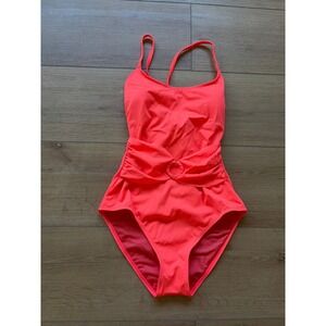 BCA by Rebecca Virtue Neon Coral Scoop‎ Maillot One Piece Swimsuit Large NWT